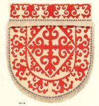 Fig. 16. “Ayakkap” - felt travel bag. The pattern is made using the appliqué technique. Akmola district.