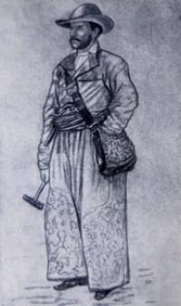 P.P. Semenov in the Tian Shan. Artist: Pavel Mikhailovich Kosharov. This drawing was created *en plein air* during Pyotr Petrovich Semenov-Tyan-Shansky’s legendary expedition to the Tian Shan. P.M. Kosharov accompanied the explorer as an artist, capturing his appearance on the journey for the official ethnographic album of the expedition. The original of this famous drawing is held in the Scientific Archive of the Russian Geographical Society (RGS). 1857.