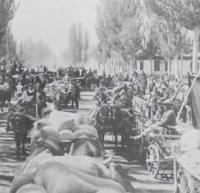 Комсомольский красный обоз с хлебом. 1930 год.