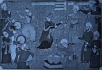 Musicians and women dancing at a holiday in Samarkand. Mongolian miniature. XVI century.