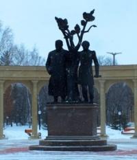 Monument Abai Kunanbaev and to Alexander Pushkin in Petropavlovsk.