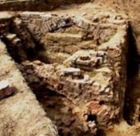 Fragments of excavation of a site of ancient settlement.
