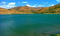 Lake in the mountains in Aksu-Zhabagly reserve.