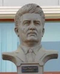Bust of Mirzo Tursun-zade installed in front of the building of the Tajik State Institute of Arts.