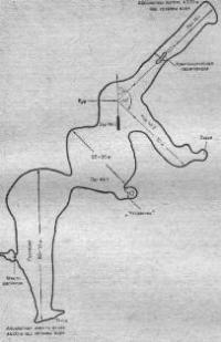 Scheme of the Rangkul cave "2" in the gorge Salakash. Compiled by A.V. Bleshchunov.