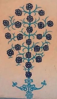 Wall painting in the mosque-mausoleum of Ishaq Baba.