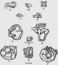 Uygarak. Things in the "animal" style (bronze).