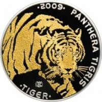 Commemorative coin of 2009 with the image of a tiger.