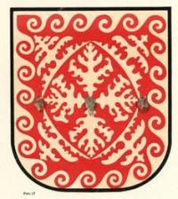 Рис. 17. “Аяккап" - дорожная войлочная сумка. Узор выполнен техникой аппикации и украшен кисточками. Акмолинский район.