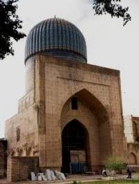 Part of the destroyed portal of the mosque Bibi-Khanum. Samarkand. Dated around 1900