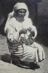 Ж. Матаев "Чебер уз" (Мастерица). 24 х 17. Кагаз, литография. 1993 год.