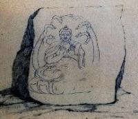 Image of Buddha in mountains of Dzungarian Alatau.