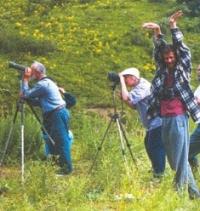 Tourists in reserve Aksu-Zhabagly.