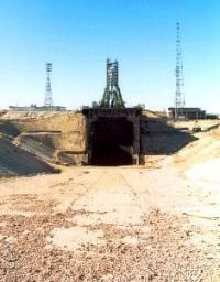The launch site of rockets from pad No. 1 at the Baikonur Cosmodrome.