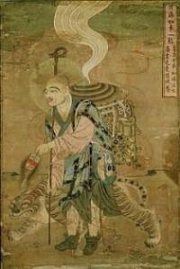 A supposed depiction of Suan-Szyan. Ink and paint drawing on paper from the Mogao Caves, 9th century.