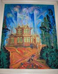 The painting "Forester's House" in the museum of local lore of the village of Karkaralinsk.