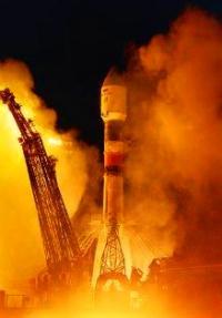 Грузовой корабль Прогресс на старте.