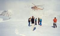 Helicopter on glacier Southern Inylchek.