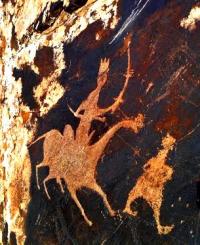 Petroglyphs in natural boundary Sarmysh-Sai.