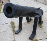 A cannon at the monument on the Sauruk mound. The village of Uzun-Agach. 2015