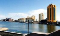 Quay of Astana. The river Ishim.