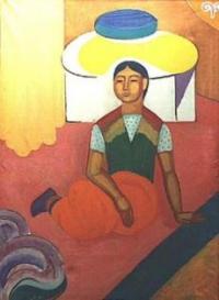 Сариев Ш. (1937 - 1988 г.г.) "Жибек" 1968 год. Холст, масло.