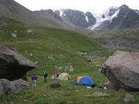 Camp in a valley of the river Right Aksai.