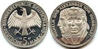 5 stamps 1967 - a commemorative coin of Germany, dedicated to the brothers Alexander and Wilhelm Humboldt.