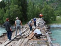 The bridge through river Belaya Berel.