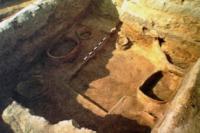 Warehouses. Fragments of clay vessels (humas) for storing grain. IV - VI century ad. Kok-Mardan. Otrar oasis.