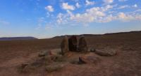 The historical monument with stone steles Oshaktas.